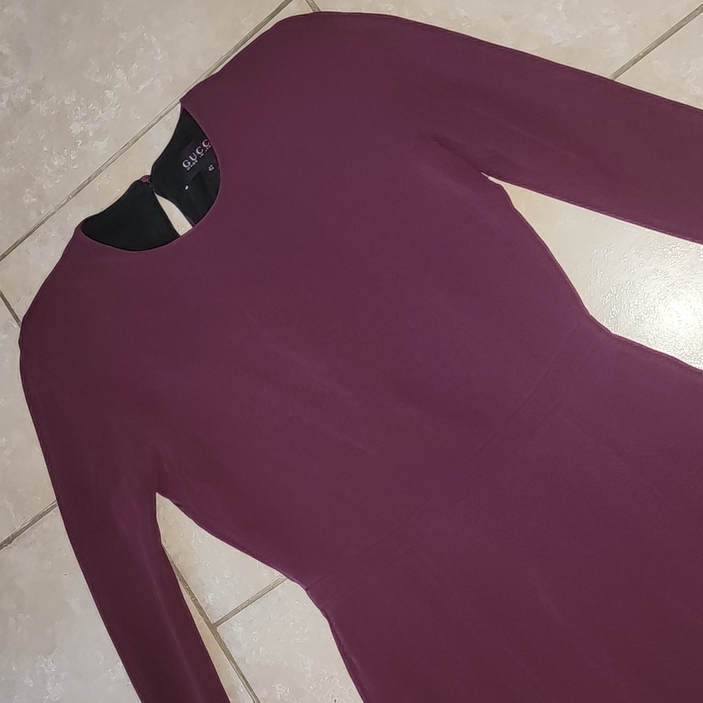 Gucci Plum Long Sleeve Silk Dress Size 42 For Size 4 In US - Picture 8 of 16